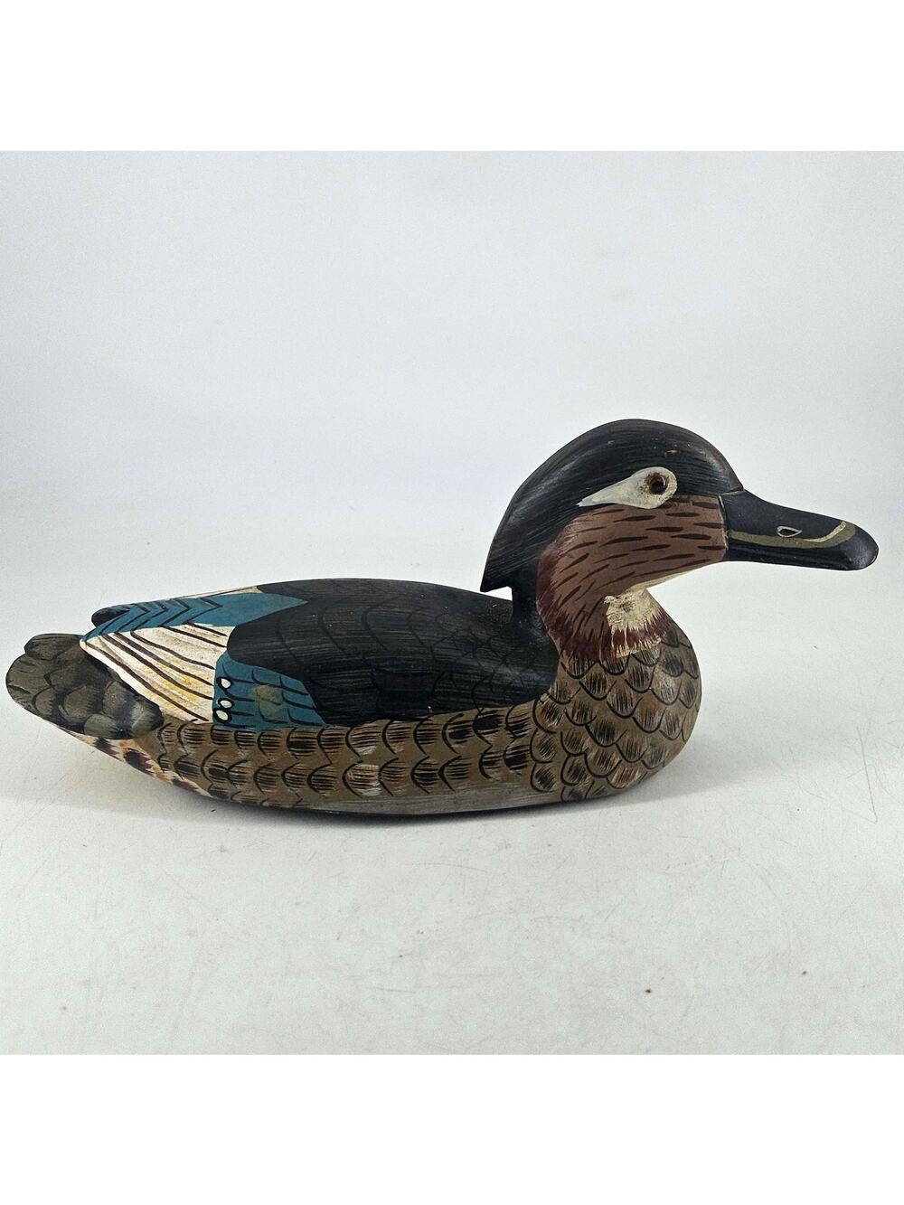 Vintage Blue Winged Teal Drake Duck Wood Hand Carved Painted Decoy
